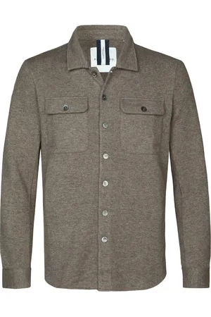 Profuomo Wollen overshirt met knopen