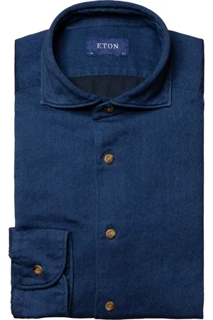 Eton Overhemd navy contemporary fit katoen