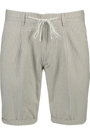 Brax Korte broek /grijs wit gestreept elastische band katoen