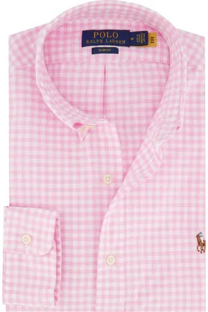 Ralph Lauren Casual overhemd Slim Fit lichtroze geruit katoen