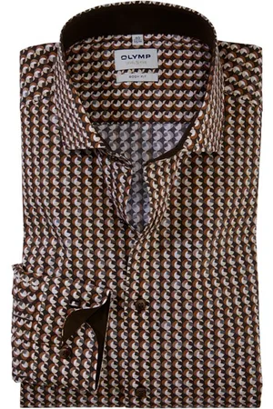 Olymp Level Five overhemd mouwlengte 7 extra slim fit geprint katoen