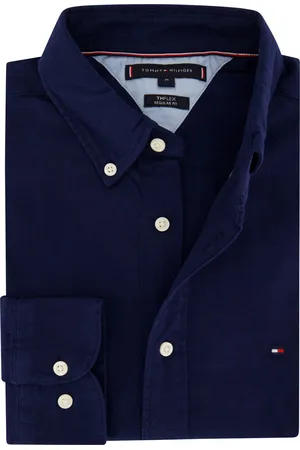 Tommy Hilfiger Casual overhemd normale fit navy effen flanel