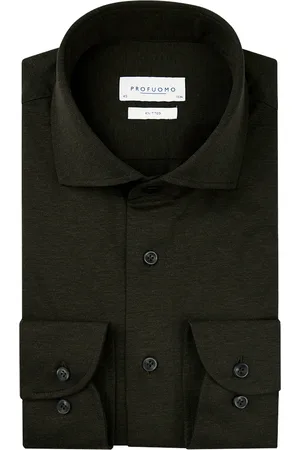 Profuomo Overhemd knitted donkergroen