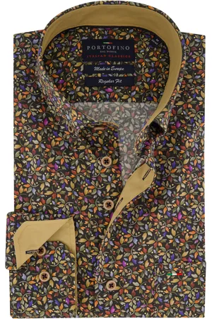 Portofino Katoenen overhemd regular fit multicolor geprint