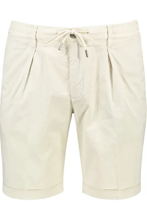 Profuomo Korte broek effen beige katoen slim fit