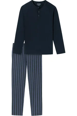 Schiesser Selected! premium gestreepte pyjama navy