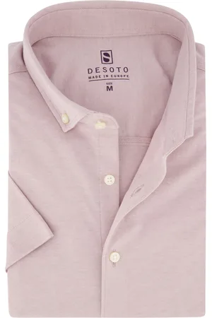 DESOTO Overhemd korte mouw slim fit effen katoen knitted