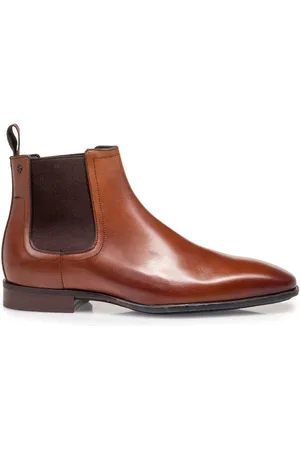 Floris van Bommel Nette hoge schoenen kaneel effen leer