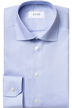 Eton Overhemd lichtblauw Twill Hounds Tooth contemporary fit