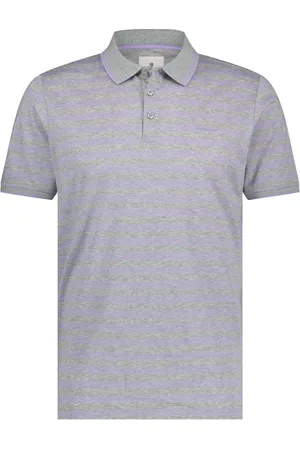 State of art Poloshirt strepen grijs paars