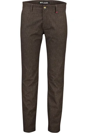 Mac Katoenen donkerbruine chino Lennox modern fit