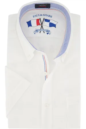 Paul &amp; Shark Casual overhemd korte mouw wijde fit spierwit effen