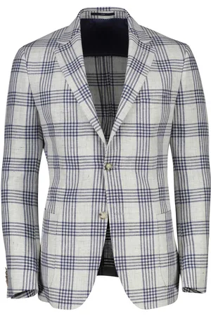 Dressler Colbert navy geruit linnen normale fit