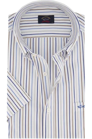 Paul &amp; Shark Casual overhemd korte mouw wijde fit gestreept 100% katoen