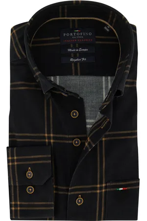 Portofino Regular Fit overhemd geruit corduroy
