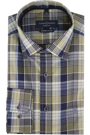 Casa Moda Overhemd geruit blauw Casual Fit