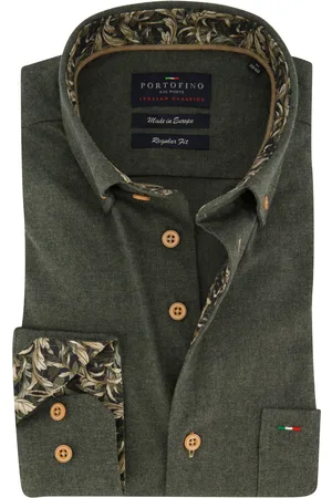 Portofino Effen overhemd wijde fit flanel