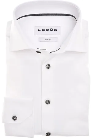 Ledub Business overhemd normale fit effen katoen stretch