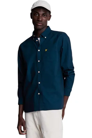 Lyle &amp; scott Overhemd button-down kobaltblauw Oxford katoen