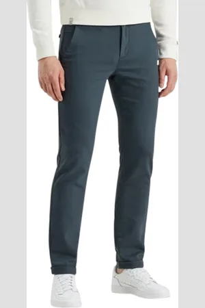 Cast Iron Riser chino blauw met omslag katoen