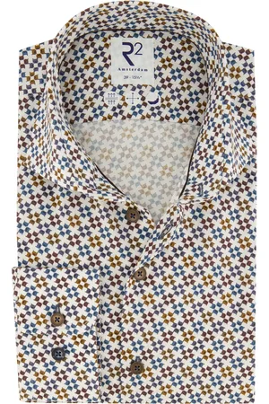 R2 Westbrook Business overhemd slim fit geprint cutaway boord