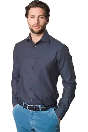 Ledub Modern Fit New overhemd mouwlengte 7 navy