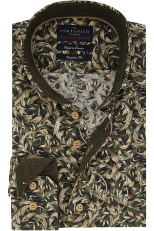 Portofino Regular Fit casual overhemd bladeren print