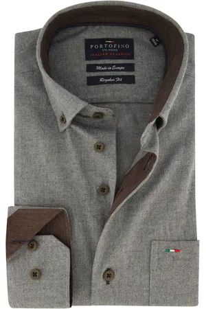 Portofino Regular Fit overhemd gemêleerd button down