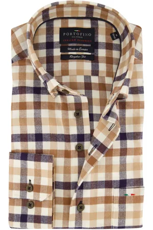 Portofino Beige geruit overhemd flanel