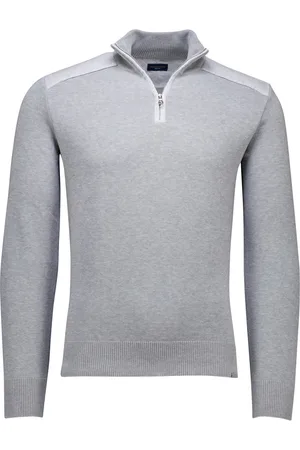 Paul &amp; Shark Trui lichtgrijs half zip gemeleerd