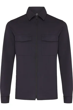 Genti Overshirt effen normale fit katoen