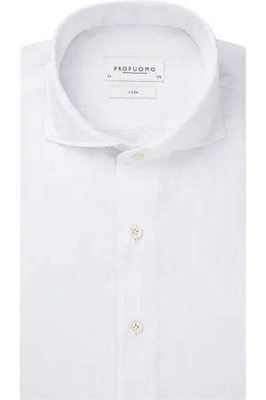 Profuomo Overhemd linnen wide spread effen slim fit