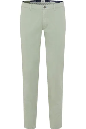 Brax Pantalon lichtgroen effen katoen
