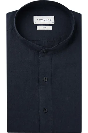 Profuomo Overhemd linnen standing collar