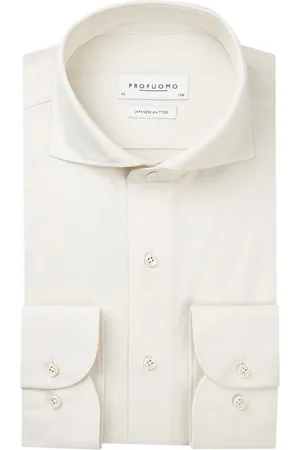 Profuomo Overhemd Japanese Knitted cutaway effen