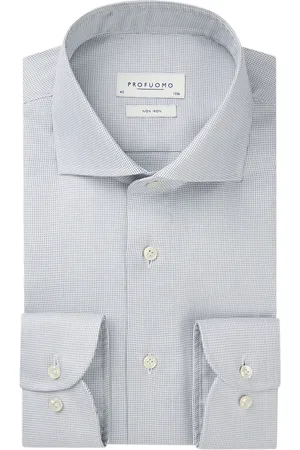 Profuomo Overhemd Dobby strijkvrij geweven slim fit