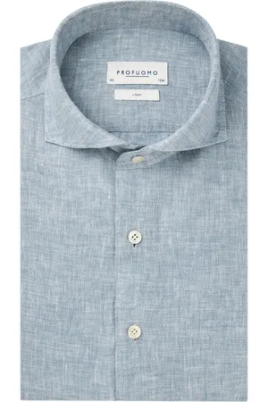 Profuomo Overhemd linnen gemêleerd slim fit