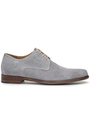 Floris van Bommel Grijze schoenen geprint suede