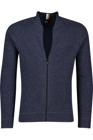 HUGO BOSS Katoenen donkerblauwe vest opstaande kraag
