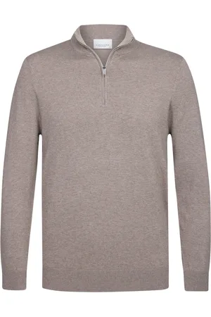Profuomo Trui half zip gemêleerd tensel katoen