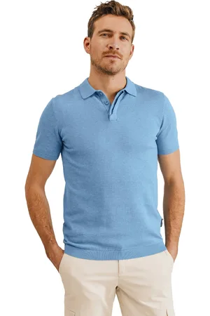 State of art Knitted polo effen wijde fit katoen