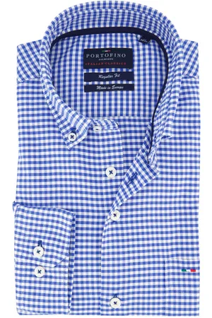 Portofino Overhemd kobalt geruit button-down