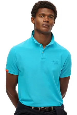 Superdry Polo knalblauw effen pique korte mouw