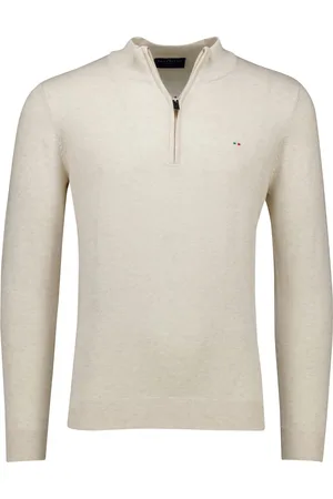 Portofino Hince regular fit half zip trui gemêleerd