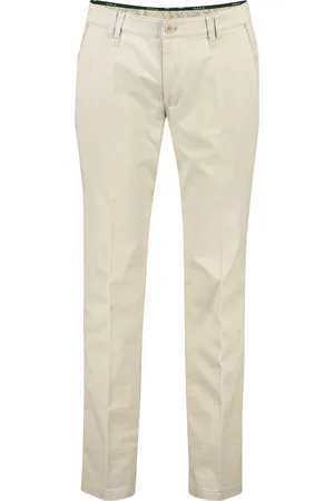 M.E.N.S. Modern fit katoenen broek Meran off-white