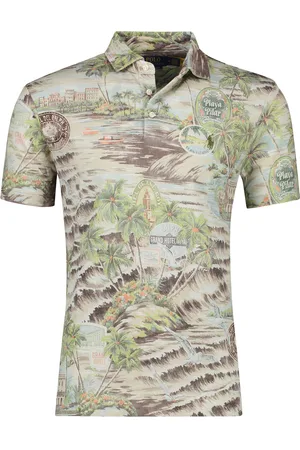 Ralph Lauren Geprint polo custom slim fit 3-knoops