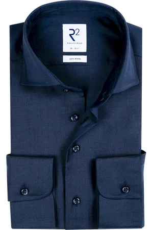 R2 Westbrook Business overhemd slim fit effen wol