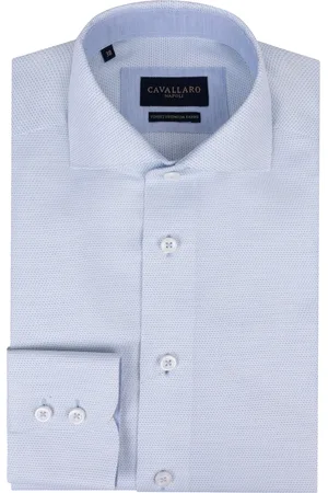 Cavallaro Napoli Triveno overhemd blauw print katoen