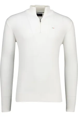 Portofino Half zip trui met boord katoen