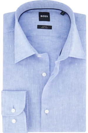 HUGO BOSS BOSS overhemd Slim Fit Pure Linen gemêleerd